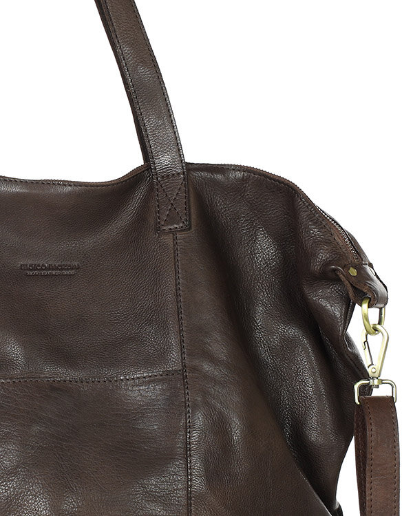 Torba damska skórzana shopper z kieszeniami - It bag MARCO MAZZINI smooth brąz caffe