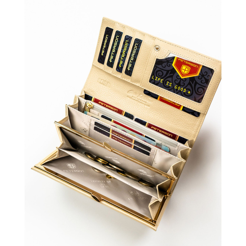 skóra naturalna + Damski portfel ze skóry ekologicznej Peterson PTN PS122-MLF