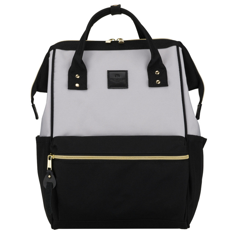 Plecak damski z poliestru w szaro-czarnym kolorze, idealny na bagaż podręczny - Peterson