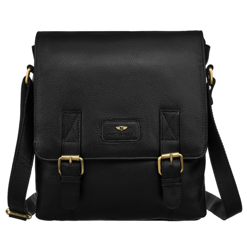 Miejska listonoszka męska ze skóry naturalnej w czarnym kolorze - Peterson