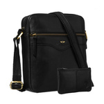 Jednokomorowa listonoszka męska ze skóry naturalnej w czarnym kolorze - Peterson