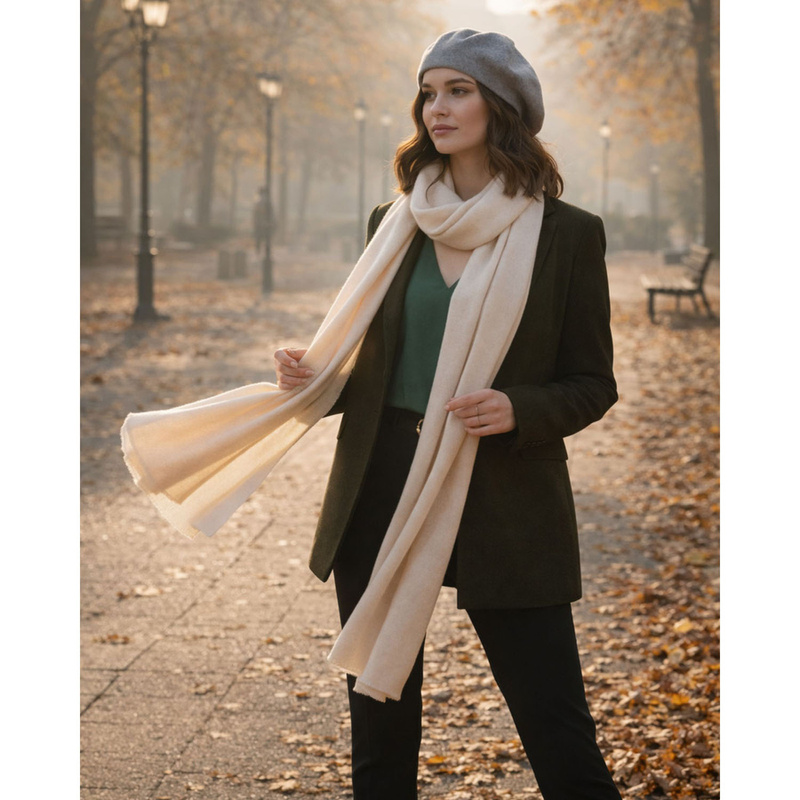 Stylowy beret damski wykonany z akrylu w szarym kolorze - Peterson