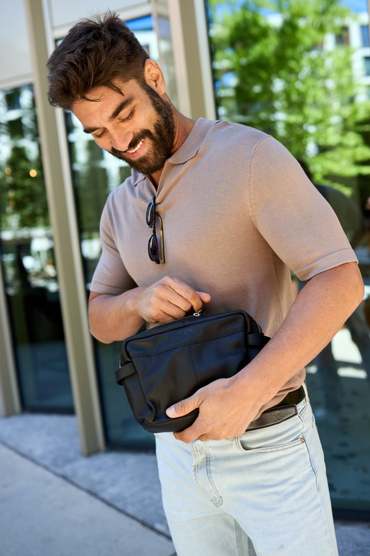 Kosmetyczka skórzana czarna saszetka podróżna duża Beltimore J48