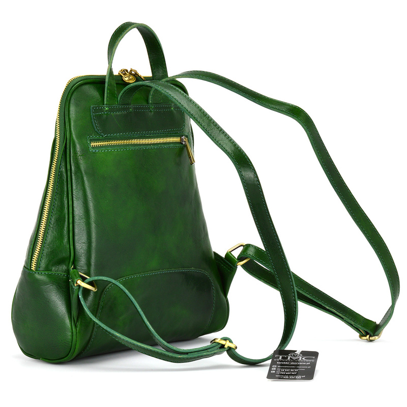 Florence Miejski Damski plecak skóra naturalna z kieszeniami na suwak