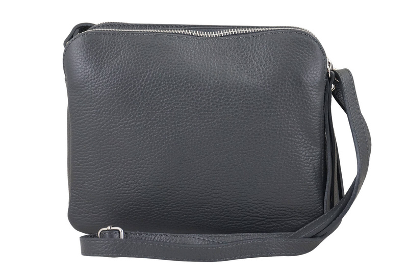 Torebka skórzana damska włoska - Szara ciemna