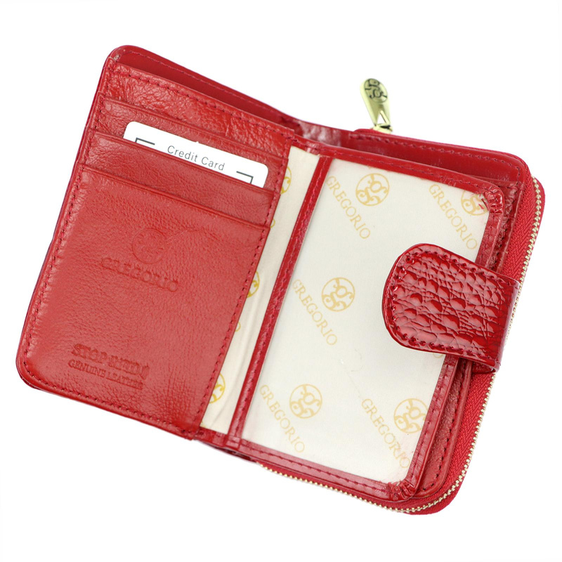 Gregorio Pionowa damska portmonetka skóra naturalna portfel na zatrzask