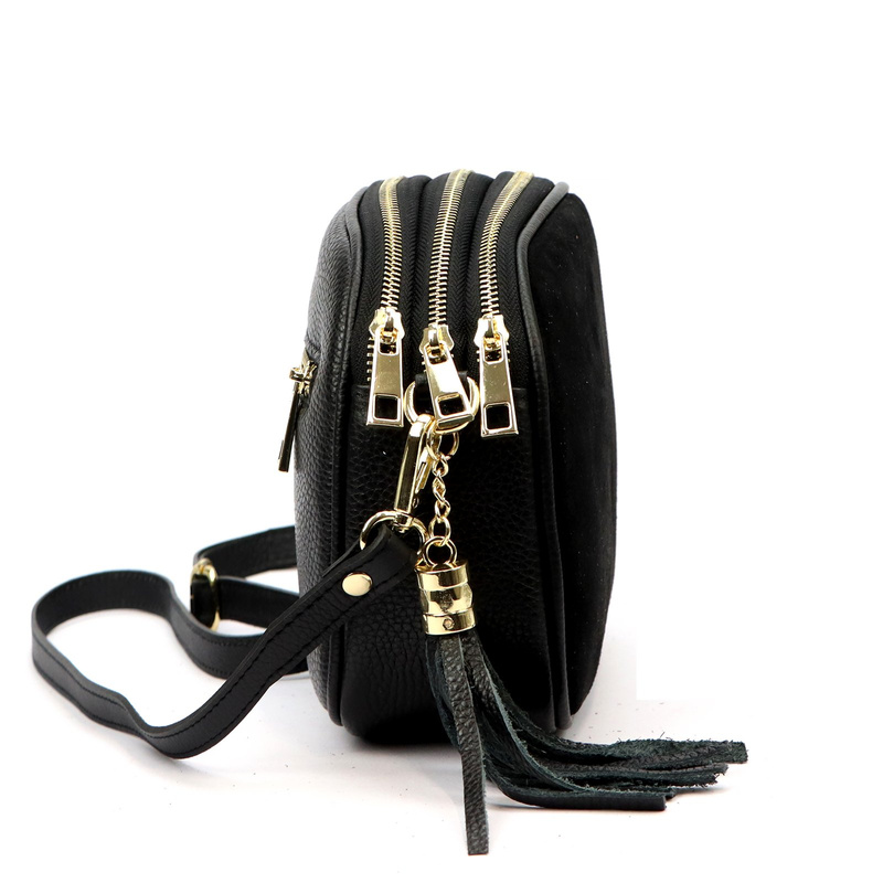 Vera Pelle listonoszka damska skóra naturalna zamsz trzykomorowa kieszenie