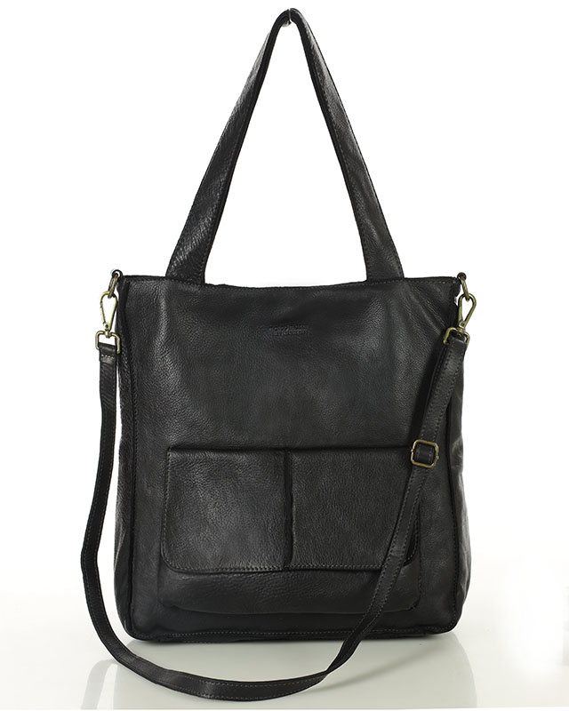 Torebka damska shopper A4 skóra naturalna - MARCO MAZZINI czarna