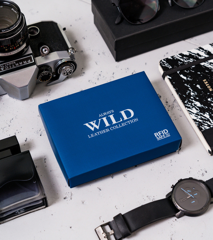 Duży skórzany męski portfel z RFID od Always Wild