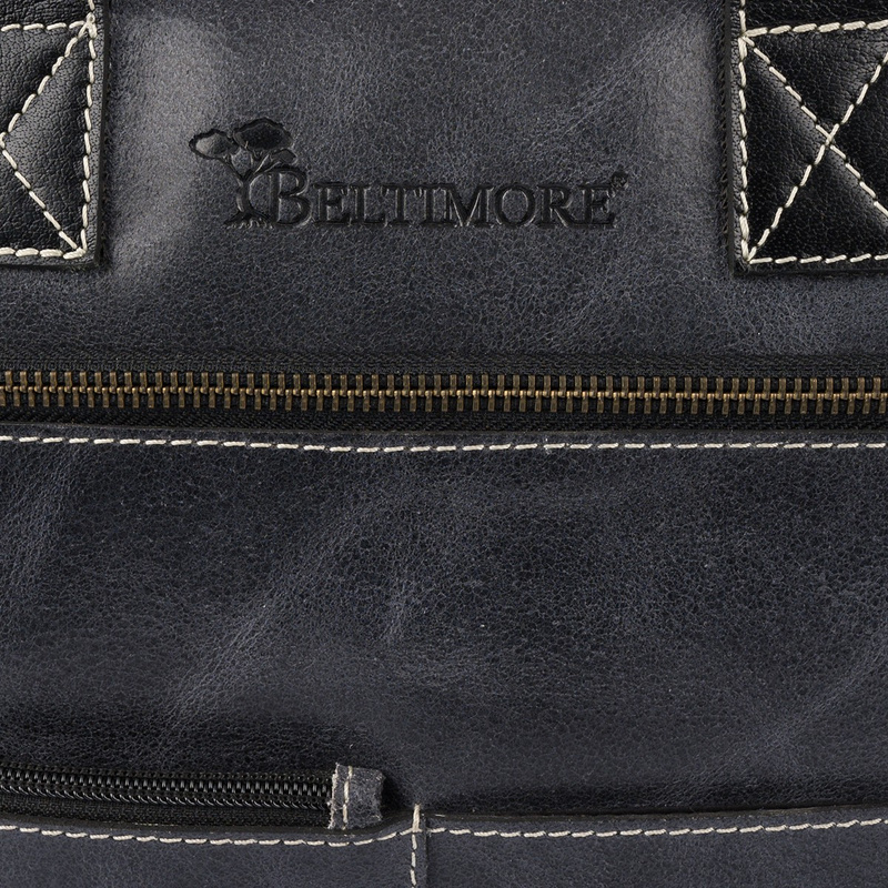 Torba męska skórzana na laptopa ramię komputer duża nubuk czarna Beltimore N04