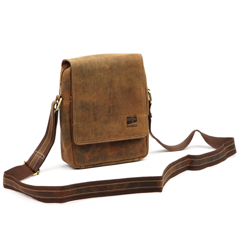 Nordee męska saszetka skóra naturalna torba miejska na ramię z kieszeniami