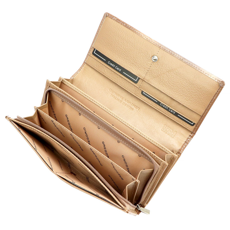 Lakierowany duży Skórzany damski portfel Gregorio