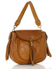 Marco Mazzini Torebka classic saddle bag ze skóry naturalnej na ramie brąz camel