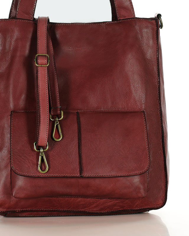 Torebka damska shopper A4 skóra naturalna - MARCO MAZZINI czerwona