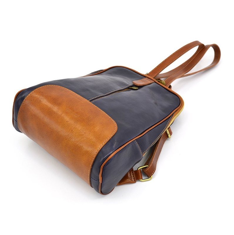 Florence Miejski Damski plecak skóra naturalna z kieszeniami na suwak