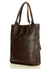 Torebka skórzany shopper bag z kieszeniami - MARCO MAZZINI Ravenna ciemny brąz caffe