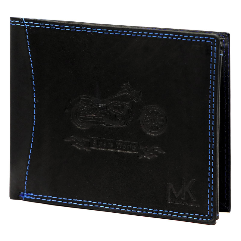 Money Kepper poziomy portfel składany skóra naturalna wzór motocykl