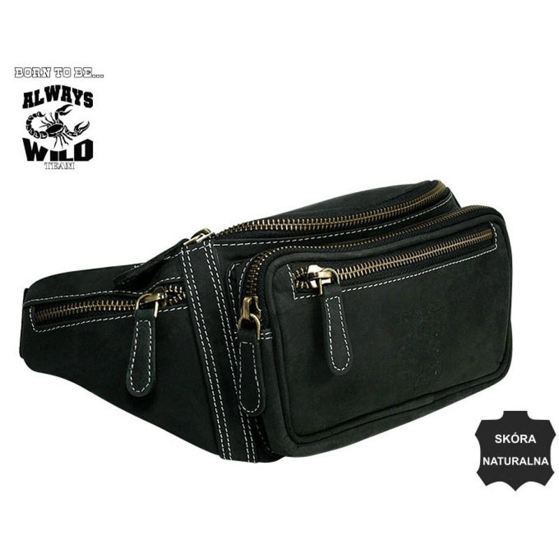 Always Wild męska nerka biodrowa skóra naturalna z kieszeniami przez ramię