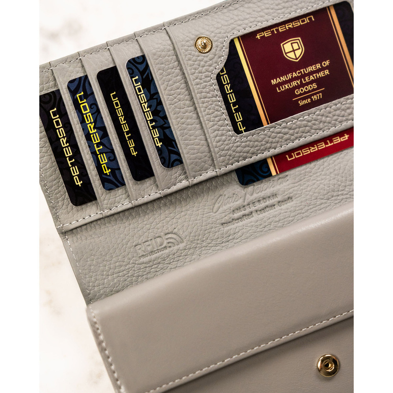 skóra naturalna + Damski portfel ze skóry ekologicznej Peterson PTN PH22-LFL