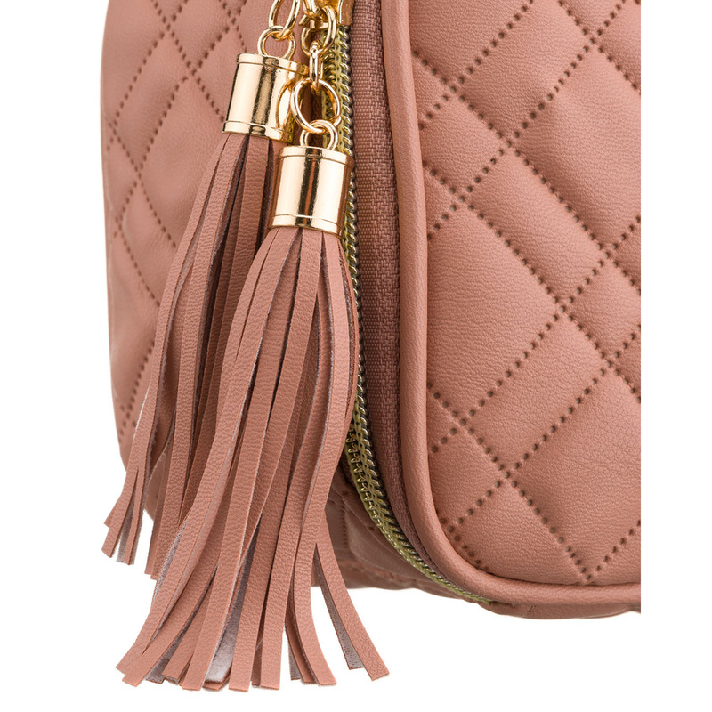 Jednokomorowa, różowa kosmetyczka z tkaniny syntetycznej z praktycznym uchwytem - Peterson