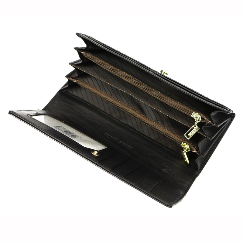 Rovicky klasyczny podłużny portfel duży skóra naturalna lakierowana RFID