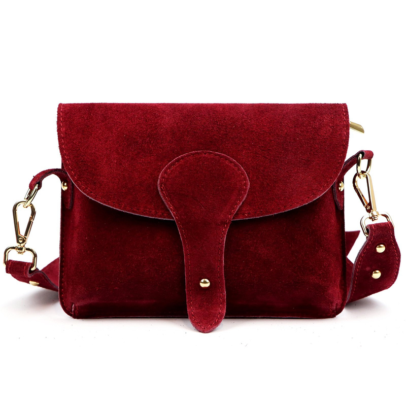 Luka zamszowa damska listonoszka torebka na ramię skórzana z kieszenią