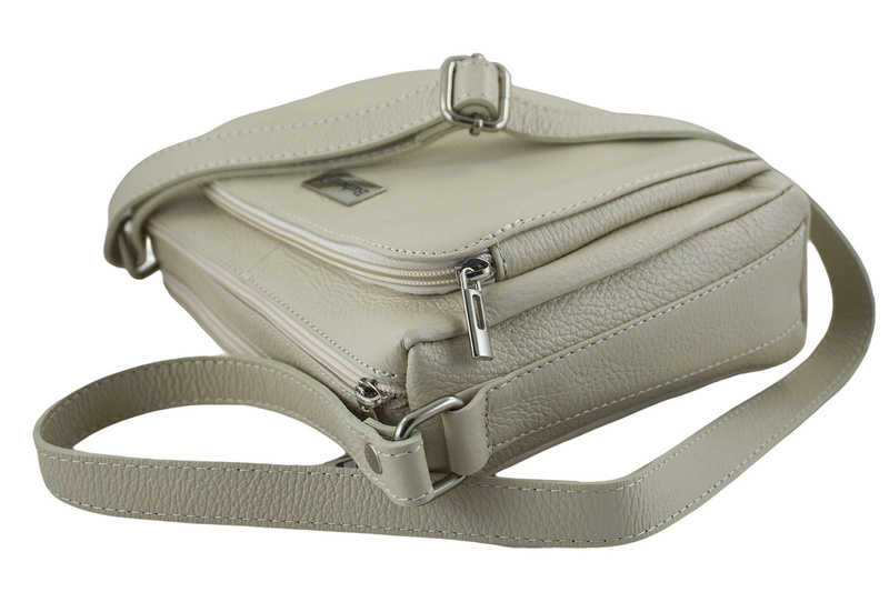 Listonoszka skórzana z kieszeniami - Beżowa jasna