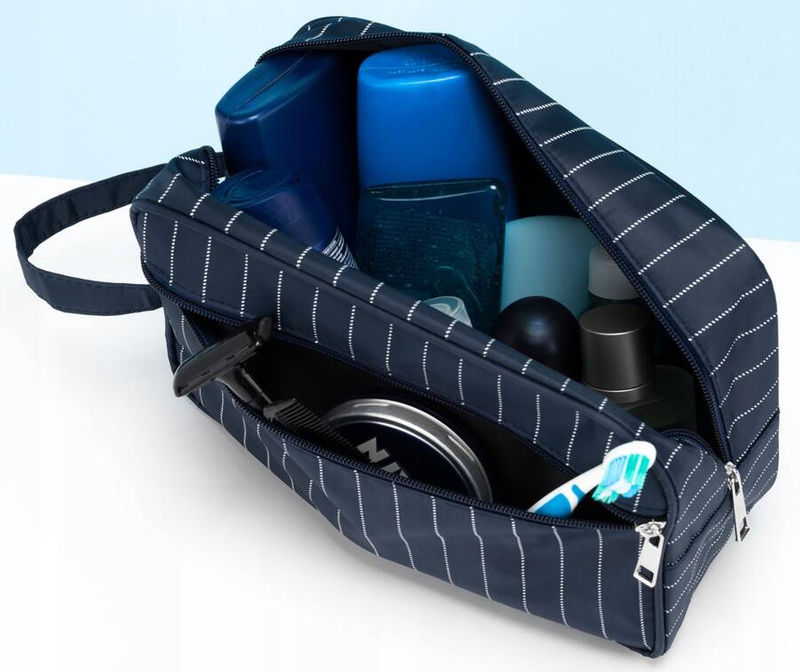 Kosmetyczka podróżna z materiału syntetycznego w granatowym kolorze - Rovicky