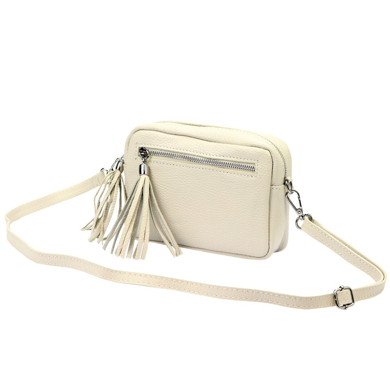 Damska listonoszka torebka Skórzana z brelokiem frędzlem i kieszeniami Luka