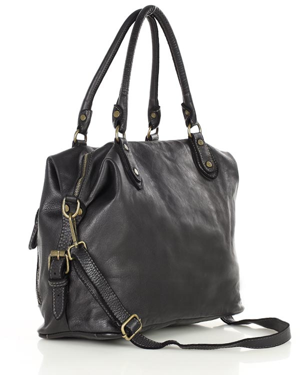 Torba biznesowa bowling retro bag skórzana - MARCO MAZZINI czarny