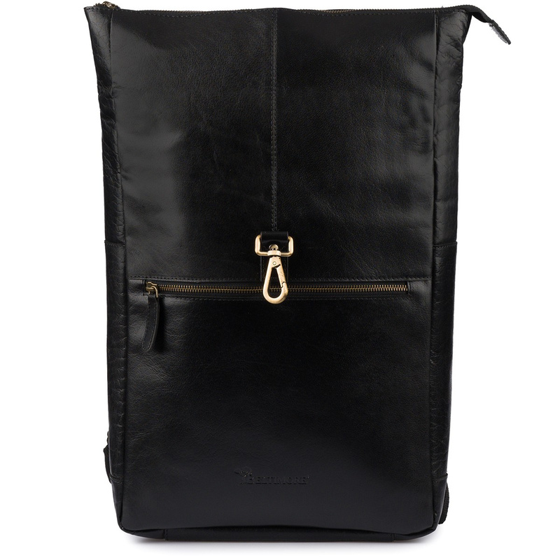 Plecak skórzany na laptopa 15,6 biznesowy duży A4 pojemny czarny premium Beltimore N19