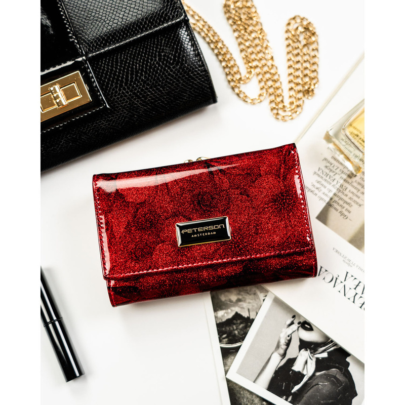 skóra naturalna + Damski portfel ze skóry ekologicznej Peterson PTN PS108-FDS