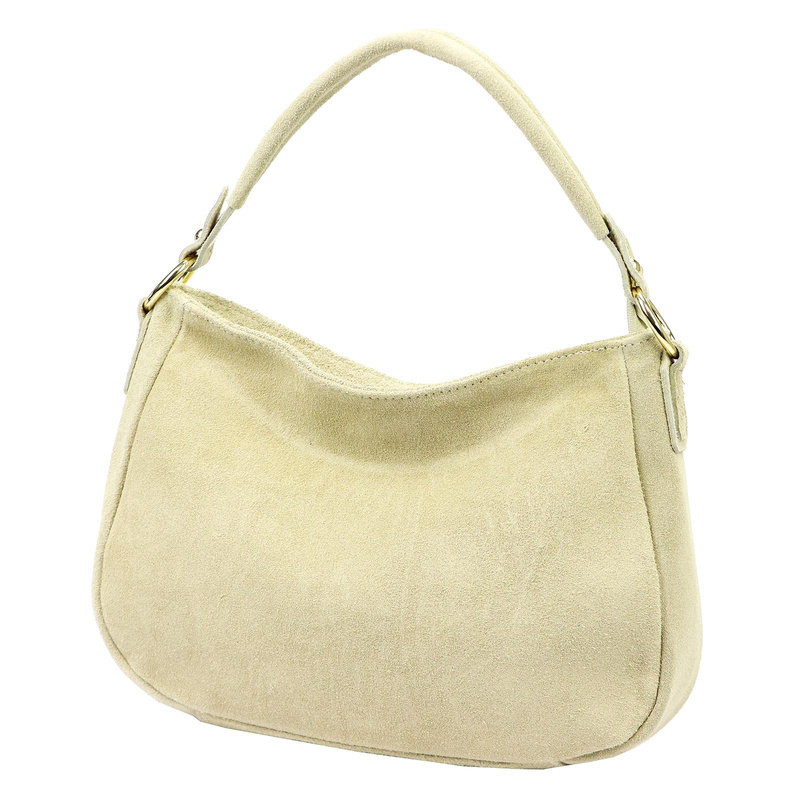 Vera Pelle Torebka Skórzana Damska Listonoszka Na Ramię Zamsz Naturalna