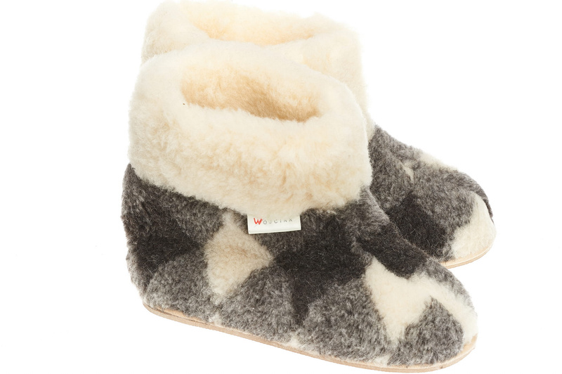 Wójciak Podhale męskie domowe bambosze wełniane kapcie zabudowane wysokie