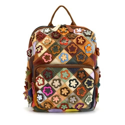 Wzorzysty damski plecak skórzany z wzorem mozaiki