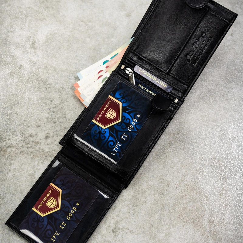 Meski zestaw prezentowy skóra naturalna Peterson PTN SET N992L-DOT BLACK