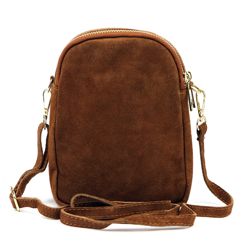 Luka Mała damska dwukomorowa listonoszka skórzana zamszowa przez ramię