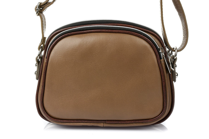 BRĄZOWA 3-KOMOROWA SKÓRZANA LISTONOSZKA VERA PELLE K53