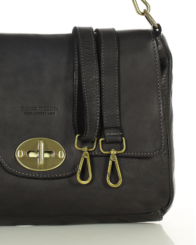 Legendarna torebka skórzana na ramię 2 w 1 genuine lether - MARCO MAZZINI czarna