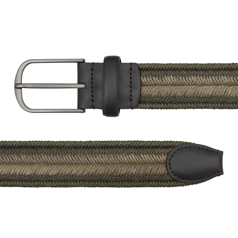 DuDu pasek do spodni męski z lnu i skóry naturalnej klasyczna klamra