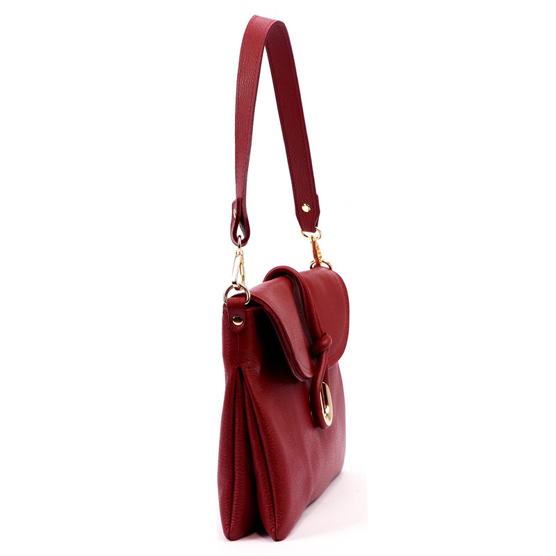 Elegancka damska skórzana listonoszka torebka na ramię z paskiem Luka