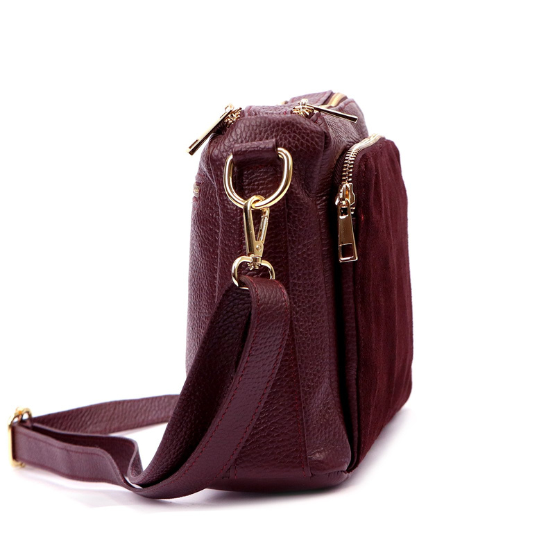 Luka damska listonoszka na ramię skóra naturalna dwie komory trzy kieszenie