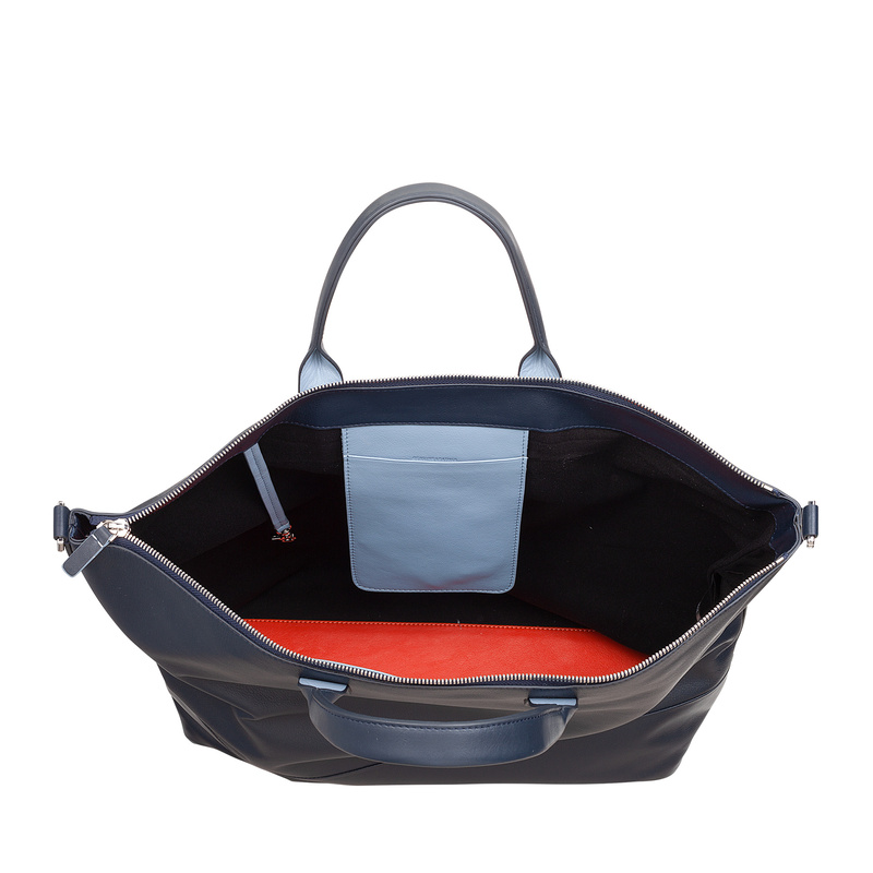 Pojemna damska shopperbag z kieszeniami skórzana dopinany pasek DUDU