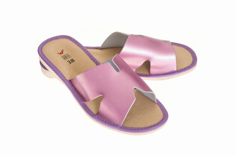 Wójciak Podhale Kapcie po domu damskie skóra naturalna z odkrytymi palcami