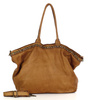 Duża torebka skórzana oversize style shopper bag - MARCO MAZZINI brąz camel