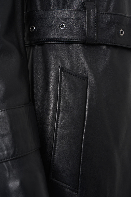 Bukowski Skórzany Płaszcz damski "Żaneta" trencz z paskiem na guziki