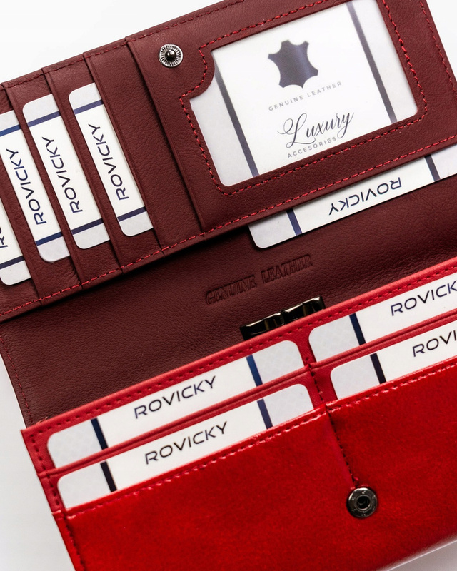 Rovicky portfel damski skóra ekologiczna podłużna portmonetka klasyczna
