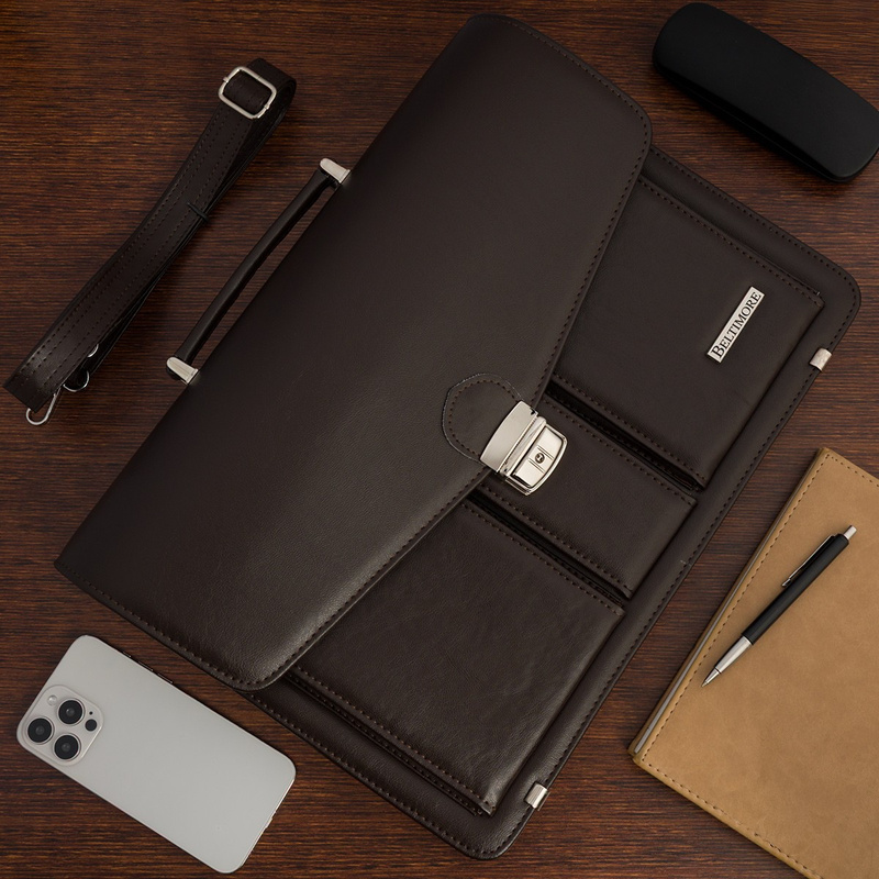 Brązowa męska aktówka Beltimore teczka elegancka pojemna W35