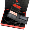 Zestaw Męski Na Prezent Portfel I Pasek Skórzany Czarny Skóra Naturalna