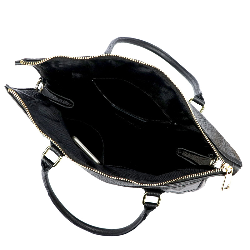 Vera Pelle damski duży kuferek torebka do ręki skóra naturalna z paskiem